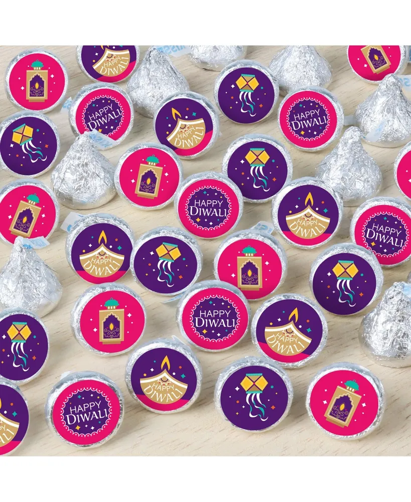 Happy Diwali Festival of Lights Party Small Round Candy Stickers 324 Ct - Assorted Pre