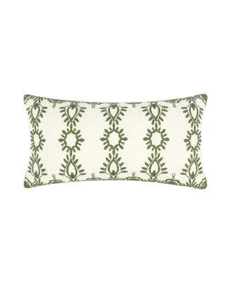 Levtex Bretton Woods Green Embroidered Decorative Pillow, 12" x 24"