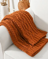 Battilo Lifestyle Cable Knit Chenille Throw, 51" x 67"