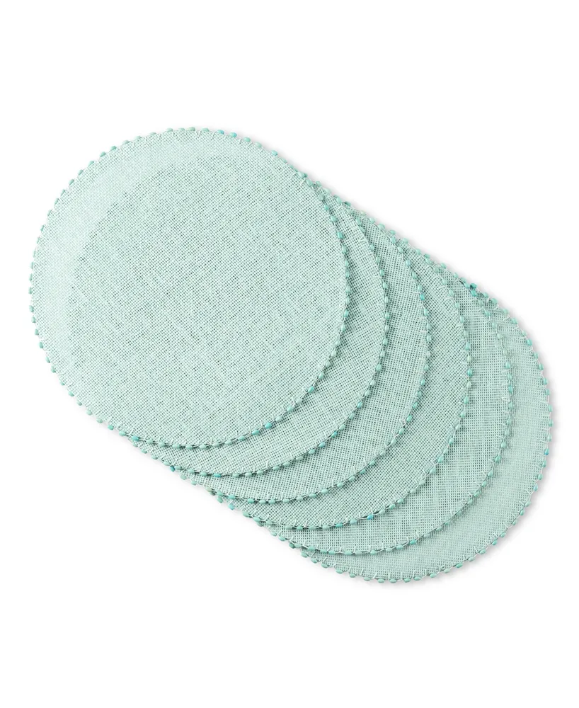 Martha Stewart Woven Water Resistant Lindos Placemat Set of 6, 15" Round