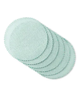 Martha Stewart Woven Water Resistant Lindos Placemat 6-Pack Set, 15" Round