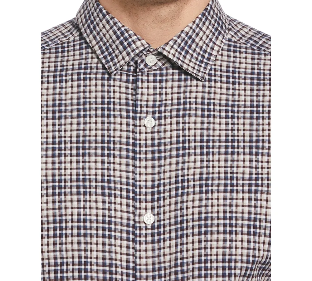 Perry Ellis Men's Pixel Plaid Striped Shirt