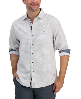 Tommy Bahama Men's Canyon Beach Cloudy Fronds Engineered Yarn-Dyed Botanical-Print Button-Down Flannel Shirt
