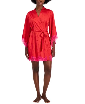 I.n.c. International Concepts Women's Lace-Trim Wrap Robe, Created for Macy's