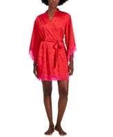 I.n.c. International Concepts Women's Lace-Trim Wrap Robe, Created for Macy's