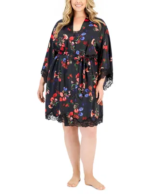I.n.c. International Concepts Plus Floral Wrap Robe, Created for Macy's