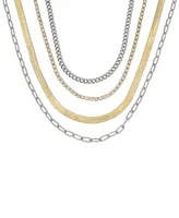 Steve Madden Faux Stone Tennis Layered Necklace Set - Two