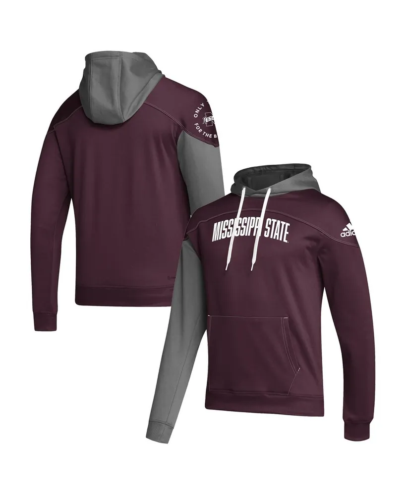 Men's adidas Maroon Mississippi State Bulldogs Block Stadium Pullover Hoodie