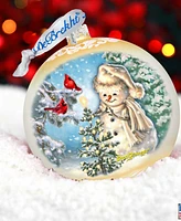Designocracy Glowing Snowman Large Mercury Glass Collectible Ornaments D. Gelsinger