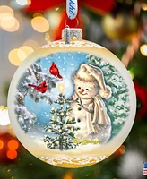 Designocracy Glowing Snowman Large Mercury Glass Collectible Ornaments D. Gelsinger