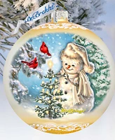 Designocracy Glowing Snowman Large Mercury Glass Collectible Ornaments D. Gelsinger