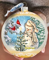 Designocracy Glowing Snowman Large Mercury Glass Collectible Ornaments D. Gelsinger