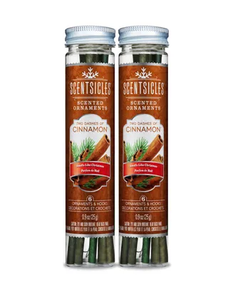 National Tree Company Scentsicles, Scented Ornaments, 6 Count Bottles, 2 Dashes of Cinnamon, Fragrance-Infused Paper Sticks, 2 Pack Set