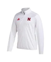 Men's adidas White Nebraska Huskers Sideline Aeroready Raglan Sleeve Quarter-Zip Jacket