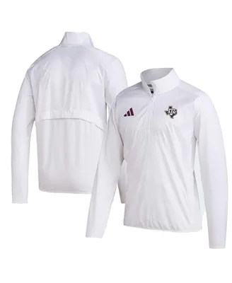Men's adidas White Texas A&M Aggies Sideline Aeroready Raglan Sleeve Quarter-Zip Jacket