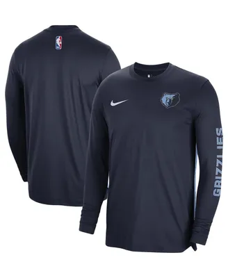 Men's and Women's Nike Navy Memphis Grizzlies 2023/24 Authentic Pregame Long Sleeve Shooting Shirt