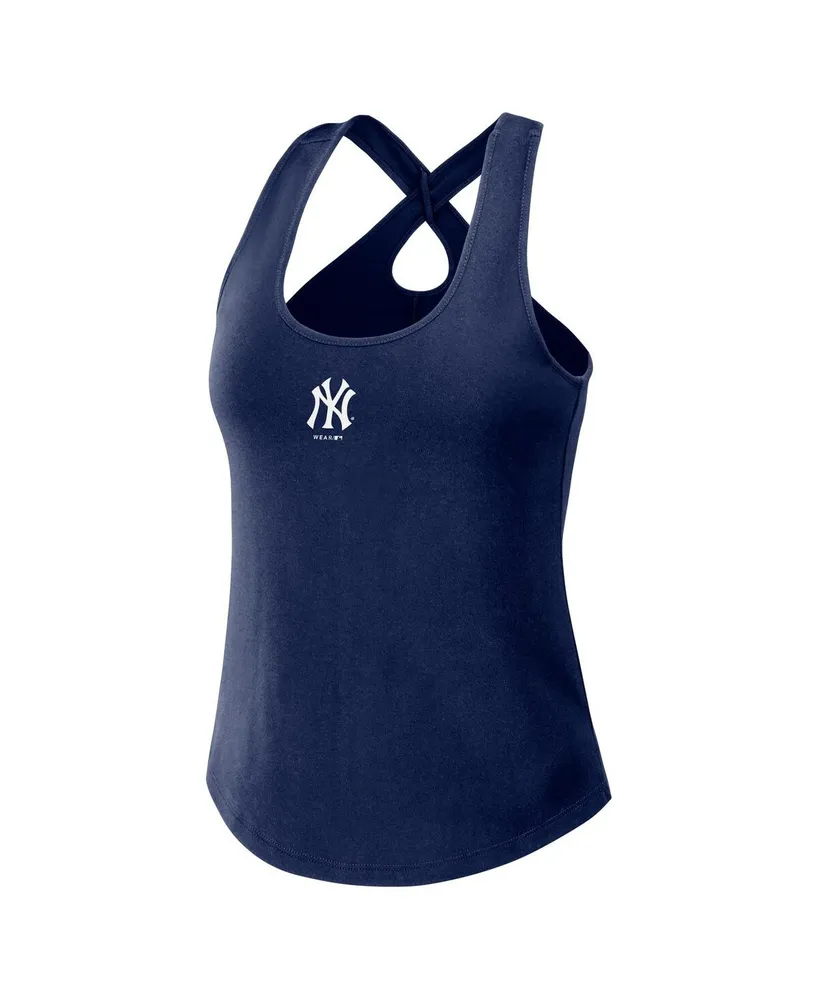 Women's Wear by Erin Andrews Navy New York Yankees Cross Back Tank Top