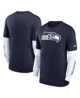 Men's Nike Heather College Navy Seattle Seahawks Slub Fashion Long Sleeve T-shirt