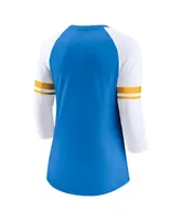 Women's Nike Powder Blue Los Angeles Chargers Fashion 3/4-Sleeve Raglan T-shirt