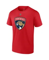 Men's Fanatics Matthew Tkachuk Red Florida Panthers Authentic Stack Name and Number T-shirt