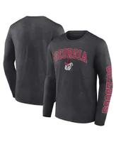 Men's Fanatics Heather Charcoal Georgia Bulldogs Distressed Arch Over Logo Long Sleeve T-shirt