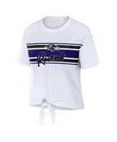 Women's Wear by Erin Andrews White Baltimore Ravens Front Tie Retro T-shirt