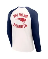 Men's Nfl x Darius Rucker Collection by Fanatics Cream, Navy New England Patriots Long Sleeve Raglan T-shirt