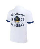 Men's Darius Rucker Collection by Fanatics White Milwaukee Brewers Bowling Button-Up Shirt