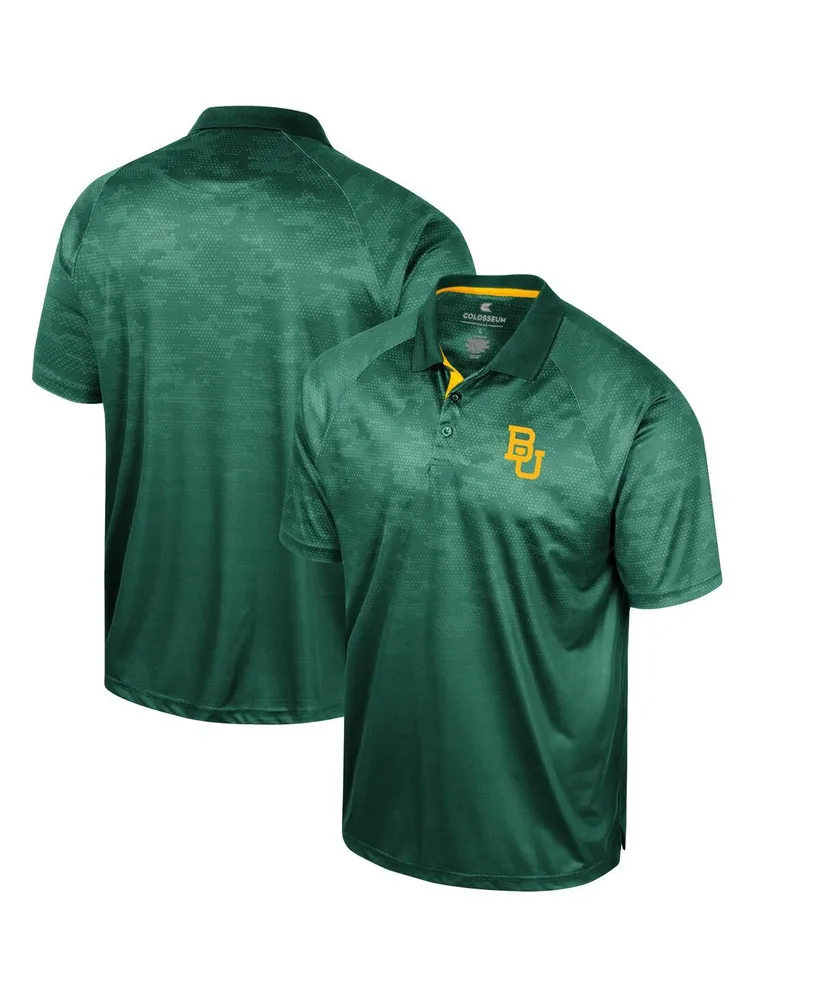 Men's Colosseum Green Baylor Bears Honeycomb Raglan Polo Shirt