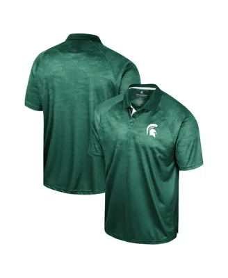 Men's Colosseum Green Michigan State Spartans Honeycomb Raglan Polo Shirt