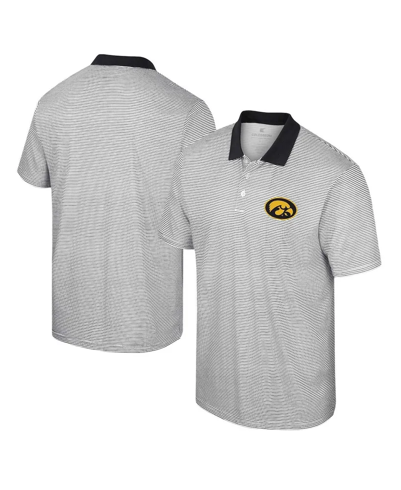 Men's Colosseum White Iowa Hawkeyes Print Stripe Polo Shirt