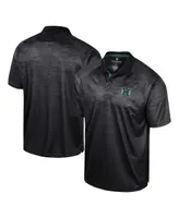 Men's Colosseum Black Hawaii Athletics Honeycomb Raglan Polo Shirt