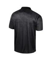 Men's Colosseum Black Wyoming Cowboys Honeycomb Raglan Polo Shirt