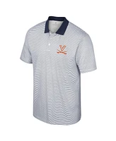 Men's Colosseum White, Navy Virginia Cavaliers Print Stripe Polo Shirt
