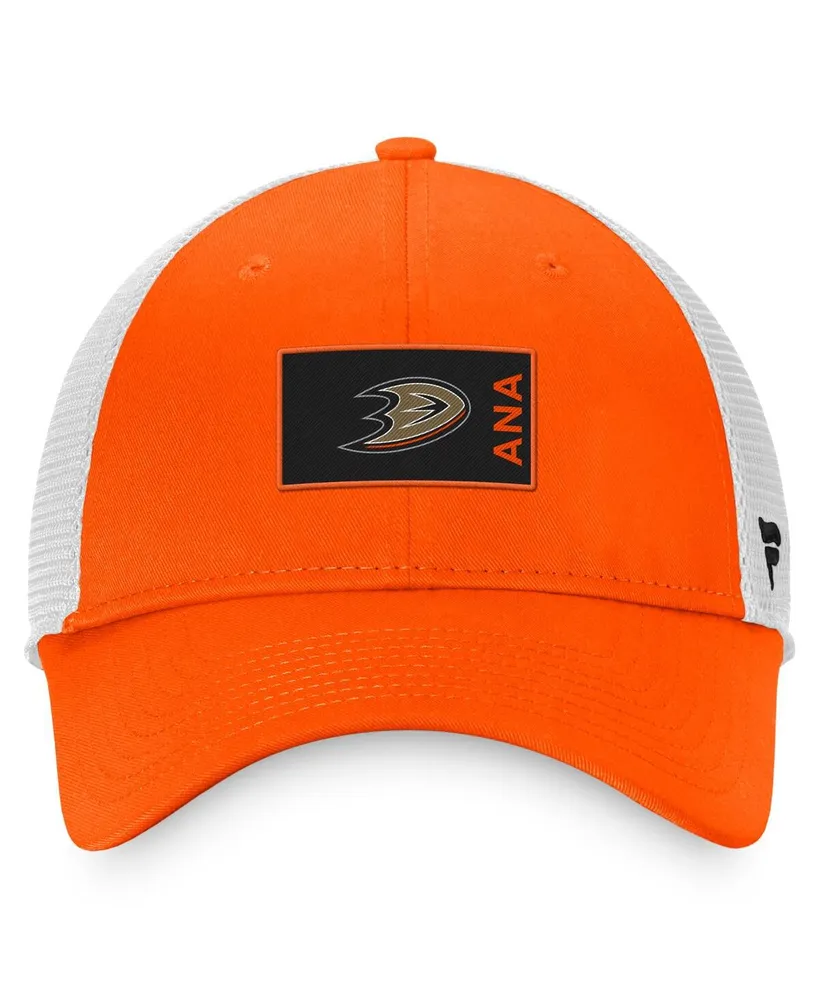 Men's Fanatics Orange, White Anaheim Ducks Authentic Pro Rink Trucker Snapback Hat