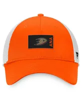 Men's Fanatics Orange, White Anaheim Ducks Authentic Pro Rink Trucker Snapback Hat