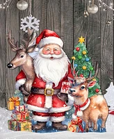 Designocracy Santa with Reindeers 32" Outdoor Christmas Lawn Decor G. DeBrekht