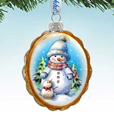 Designocracy Snowman's Family Keepsake Christmas Mercury Glass Ornaments G. DeBrekht