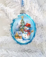 Designocracy Snowman and Christmas Tree Keepsake Glass Christmas Ornaments G. DeBrekht