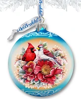 Designocracy Romantic Cardinals Ball Holiday Mercury Glass Ornaments G. DeBrekht