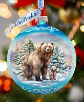 Designocracy A Love for All Seasons - Grizzly Bears Ball Holiday Glass Ornaments G. DeBrekht
