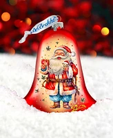 Designocracy Santa Spreading Christmas Happiness Bell Christmas Glass Ornaments G. DeBrekht