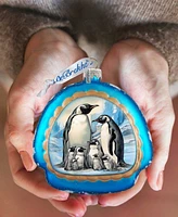 Designocracy A Love on Ice - Penguin's Family Rainbow Christmas Glass Ornaments G. DeBrekht