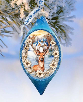 Designocracy Majestic Forest Deer Drop Holiday Mercury Glass Ornaments G. DeBrekht