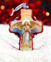 Designocracy Angel Descending from Heaven Cross Christmas Glass Ornaments G. DeBrekht