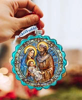 Designocracy Classical Holy Family Wreath Mercury Christmas Glass Ornaments G. DeBrekht