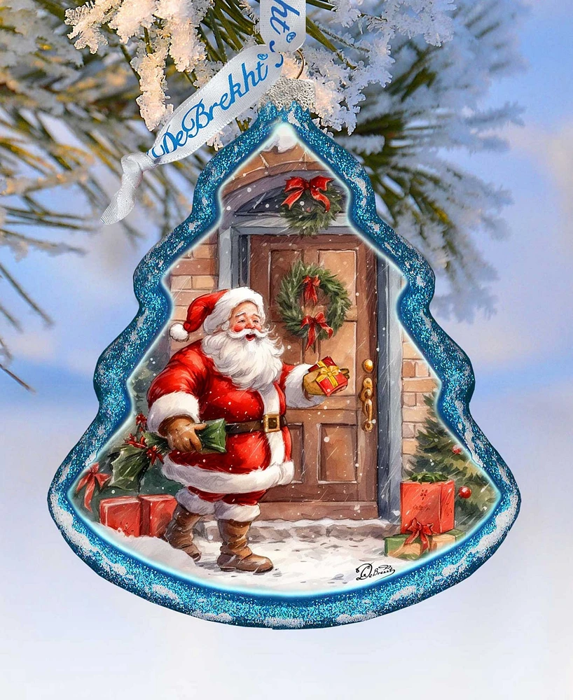 Designocracy Santa Knocking at the Door Tree Mercury Christmas Glass Ornaments G. DeBrekht