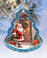 Designocracy Santa Knocking at the Door Tree Mercury Christmas Glass Ornaments G. DeBrekht