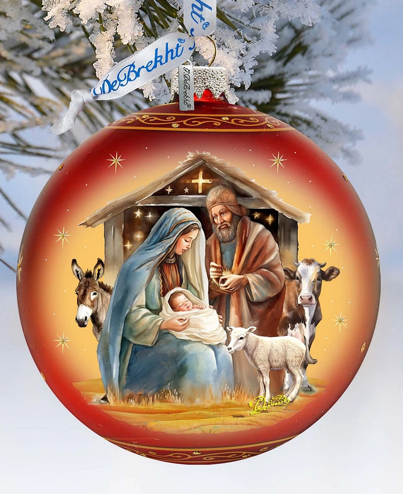 Designocracy Born Under Bright Star Nativity Lg Glass Collectible Ornaments G. DeBrekht