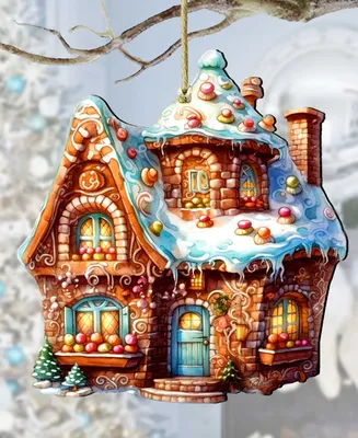 Designocracy Gingerbread House Christmas Wooden Ornaments Holiday Decor G. DeBrekht